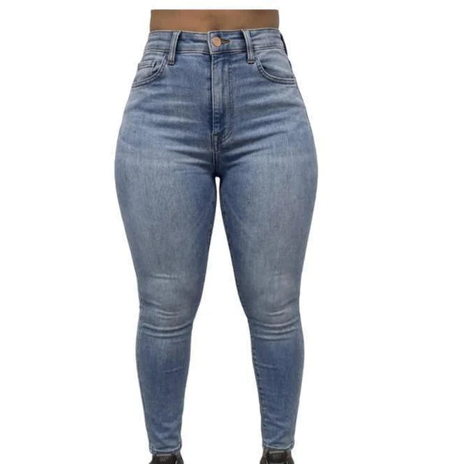 Buy-Ladies Extra High Rise Super Stretchy Super Skinny Strong Denim Jeans | One Size Fits 4 | "Futhi" - B Grade-Faded Light Blue-XS (32-38)-Online-in South Africa-on Zalemart
