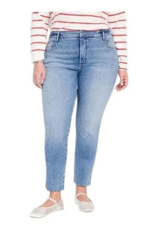 Buy-Ladies High Rise Super Strong Slightly Stretchy Slim Fit Denim Jeans With Cropped Hem | Plain | "Samina" - B Grade-Online-in South Africa-on Zalemart
