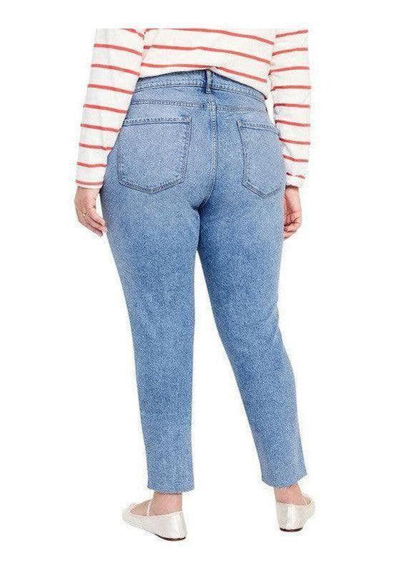 Buy-Ladies High Rise Super Strong Slightly Stretchy Slim Fit Denim Jeans With Cropped Hem | Plain | "Samina" - B Grade-Online-in South Africa-on Zalemart