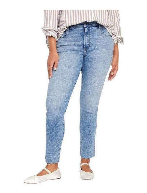Buy-Ladies High Rise Super Strong Slightly Stretchy Slim Fit Denim Jeans With Cropped Hem | Plain | "Samina" - B Grade-Blue-24-Regular-Online-in South Africa-on Zalemart