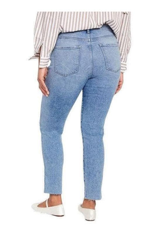 Buy-Ladies High Rise Super Strong Slightly Stretchy Slim Fit Denim Jeans With Cropped Hem | Plain | "Samina" - B Grade-Online-in South Africa-on Zalemart