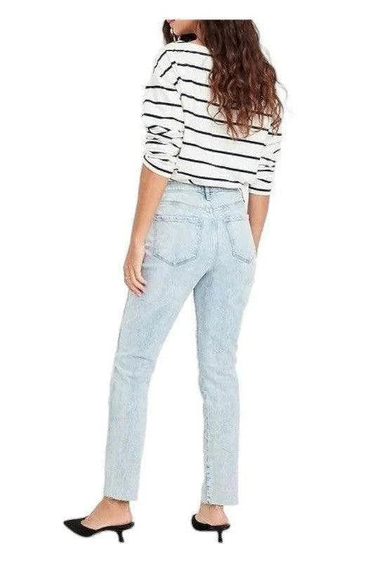 Buy-Ladies High Rise Super Strong Slightly Stretchy Slim Fit Denim Jeans With Cropped Hem | Ripped | "Samina" - B Grade-Online-in South Africa-on Zalemart