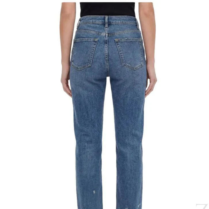Buy-Ladies High Rise Super Strong Straight Leg Ripped Jeans | Cropped | "Zia" - A Grade-Online-in South Africa-on Zalemart