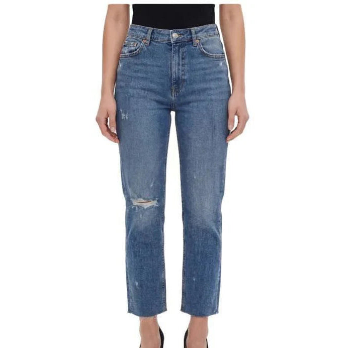 Buy-Ladies High Rise Super Strong Straight Leg Ripped Jeans | Cropped | "Zia" - B Grade-Blue-26-Online-in South Africa-on Zalemart