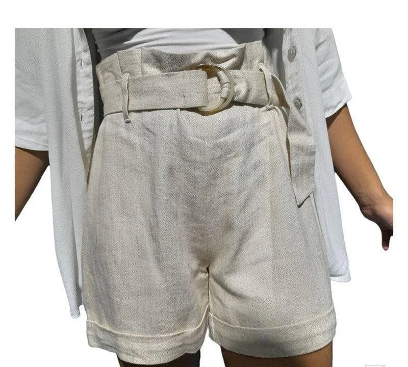 Buy-Ladies High Waist Paper Bag Linen Shorts | "Oola"-Online-in South Africa-on Zalemart