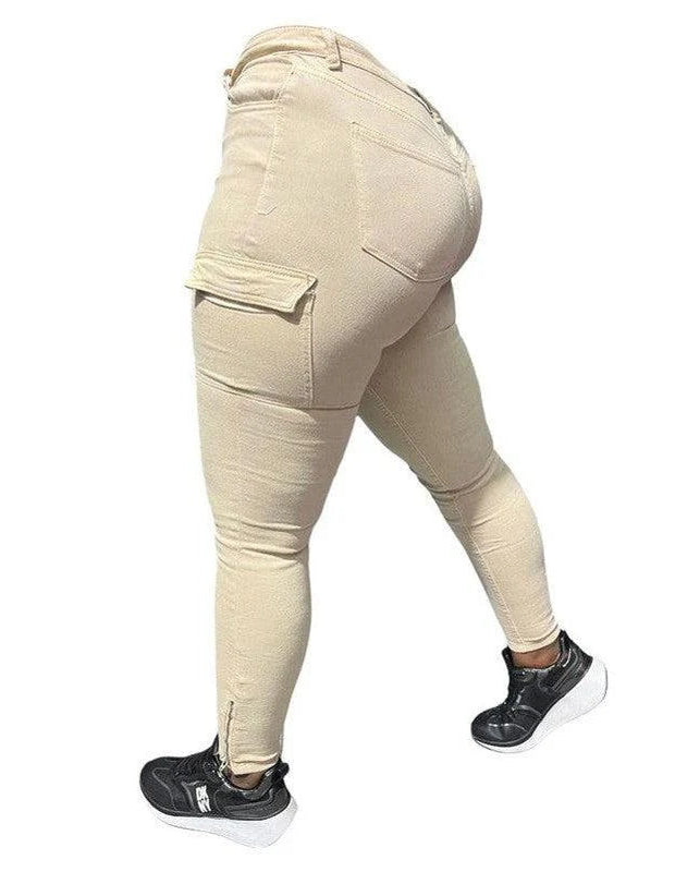 Buy-Ladies High Waist Super Skinny Strong Stretchy Cargo Pants | Zip Detail | "Oola"-Online-in South Africa-on Zalemart