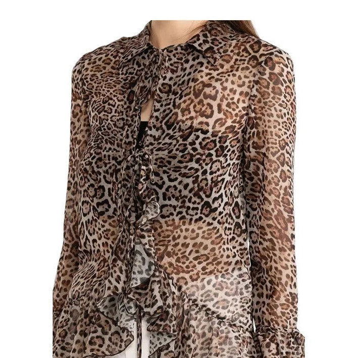 Buy-Ladies Sheer Blouse with Raffles | Leopard Print | "Zia"-Online-in South Africa-on Zalemart
