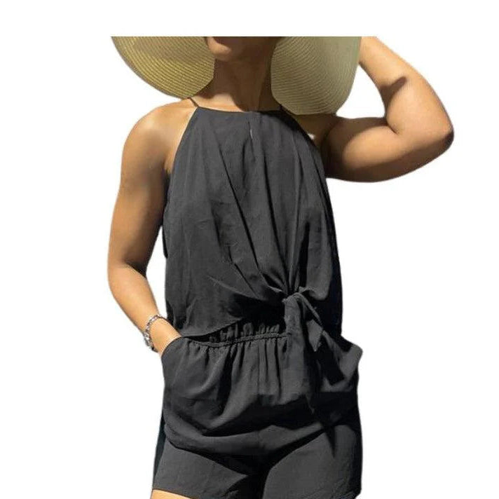 Buy-Ladies Sleeveless Summer Romper | Short | "Tisa"-Black-XS-Online-in South Africa-on Zalemart