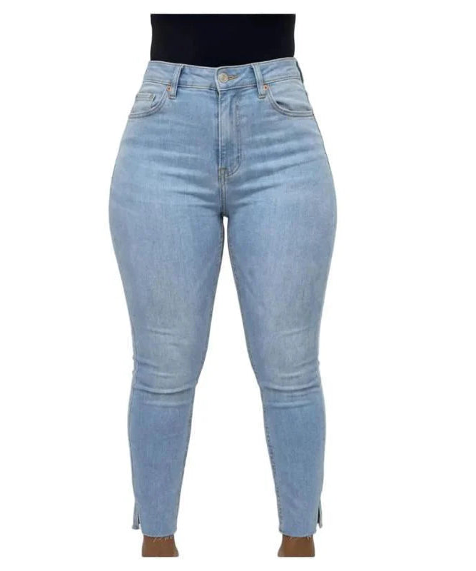 Buy-Ladies Super Stretchy Super Skinny Strong Denim Jeans | Slit Hem | "Zia" - B Grade-Light Blue-30-Online-in South Africa-on Zalemart