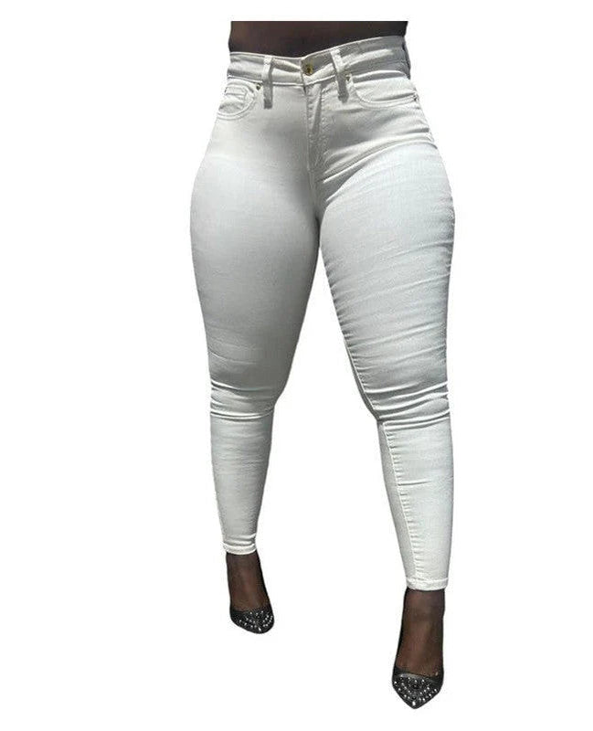 Buy-Ladies Super Stretchy Super Skinny Super Strong Denim Jeans | Plain | "Inki"-White-26-Online-in South Africa-on Zalemart