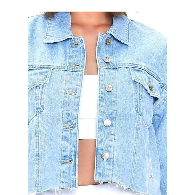 Buy-Ladies Super Strong Cropped Denim Jacket | Plain | "Fele"-Online-in South Africa-on Zalemart