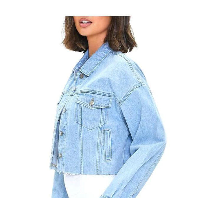 Buy-Ladies Super Strong Cropped Denim Jacket | Plain | "Fele"-Online-in South Africa-on Zalemart