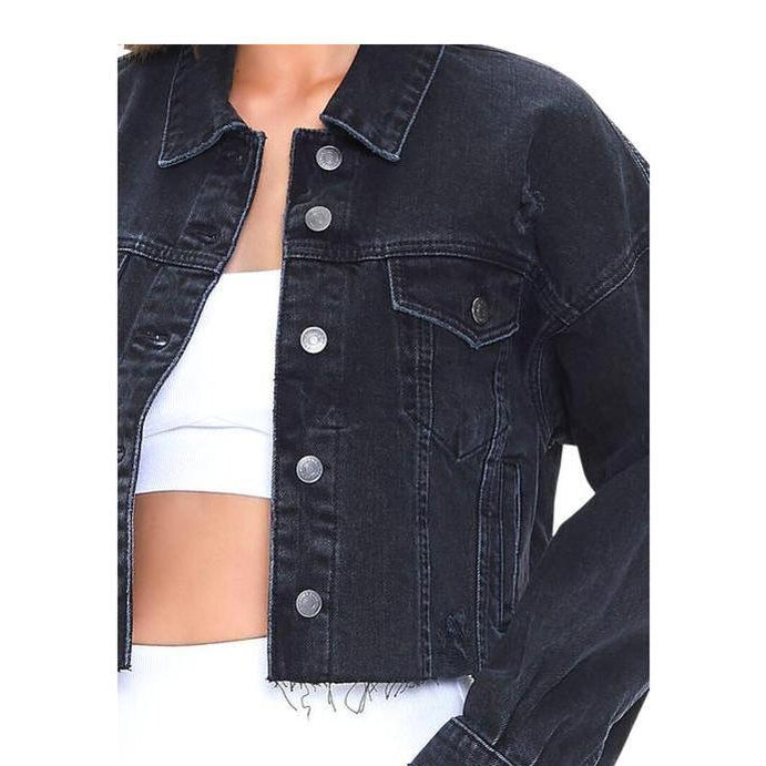 Buy-Ladies Super Strong Cropped Denim Jacket | Ripped | "Fele"-Online-in South Africa-on Zalemart