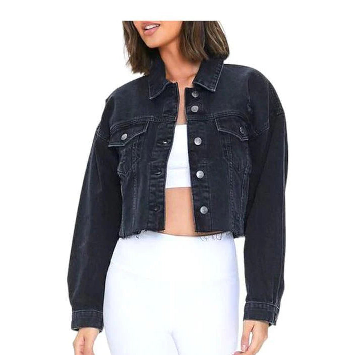 Buy-Ladies Super Strong Cropped Denim Jacket | Ripped | "Fele"-Online-in South Africa-on Zalemart