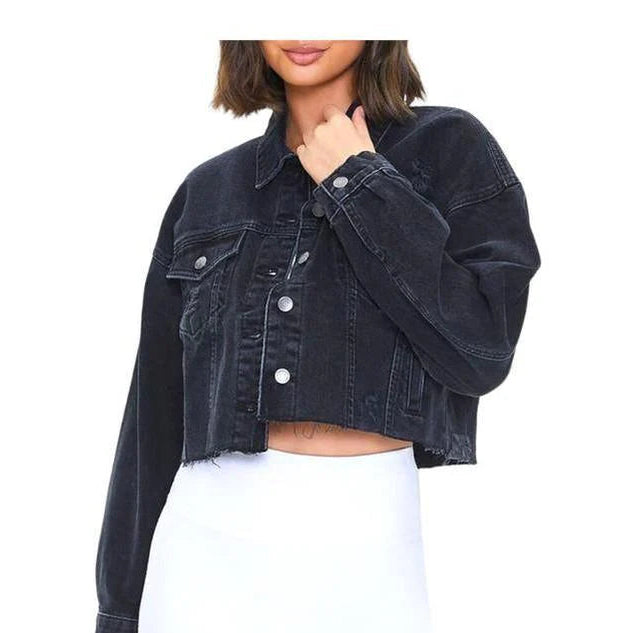 Buy-Ladies Super Strong Cropped Denim Jacket | Ripped | "Fele"-Online-in South Africa-on Zalemart