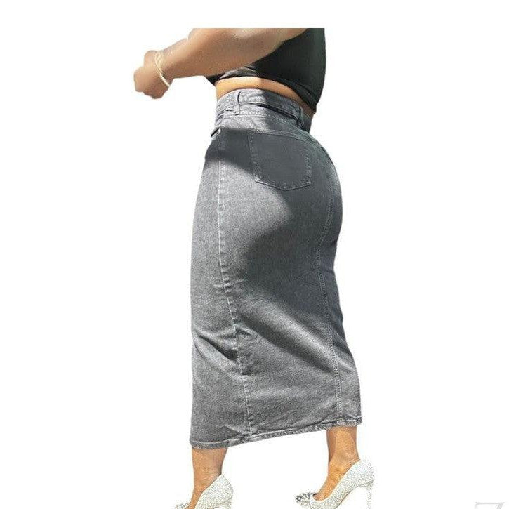 Buy-Ladies Super Strong Plain Pencil Denim Skirt | Maxi | "Niso"-Online-in South Africa-on Zalemart