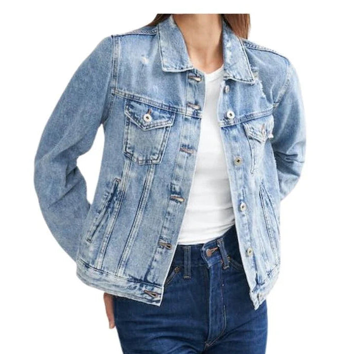Buy-Ladies Super Strong Short Denim Jacket | Ripped | "Dabu"-Light Blue-XS-Online-in South Africa-on Zalemart