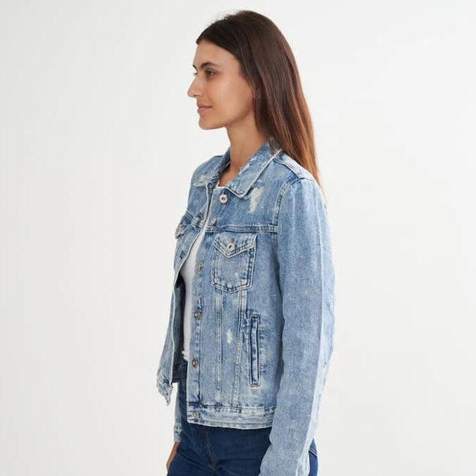 Buy-Ladies Super Strong Short Denim Jacket | Ripped | "Dabu"-Online-in South Africa-on Zalemart