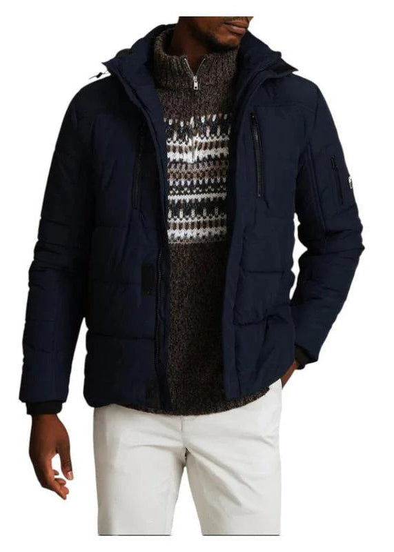 Buy-Men's Super Strong Padded Hoodie Jacket | Zip Pockets | "Theku" - B Grade-Navy Blue-S-Online-in South Africa-on Zalemart